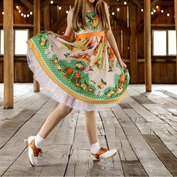 MULTICOLOR 1940S LEMONIS PRINT MIDI DRESS - Picture 3 of 3